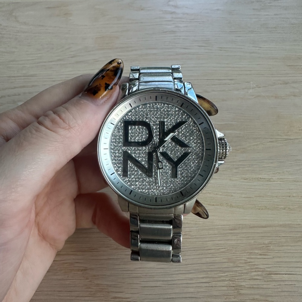DKNY Silver Oversized Watch Stainless Steel